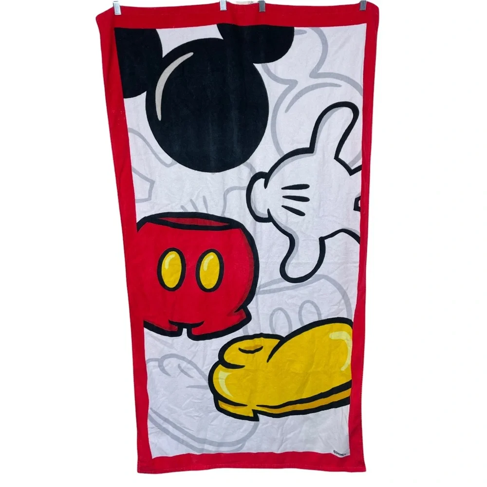 Disney Parks Mickey Mouse Large Size Beach Towel Super Soft 34”x64” Graphic Red